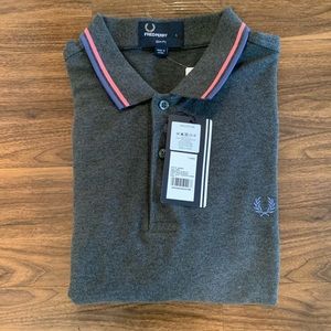 FRED PERRY SLIM FIT TWIN TIP POLO GRAPHITE MARL